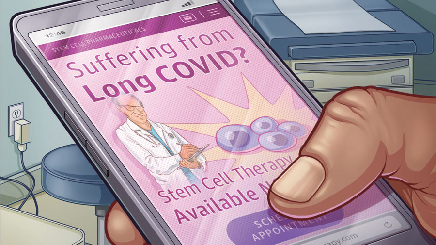 cell phone with advertisement for Long COVID treatment